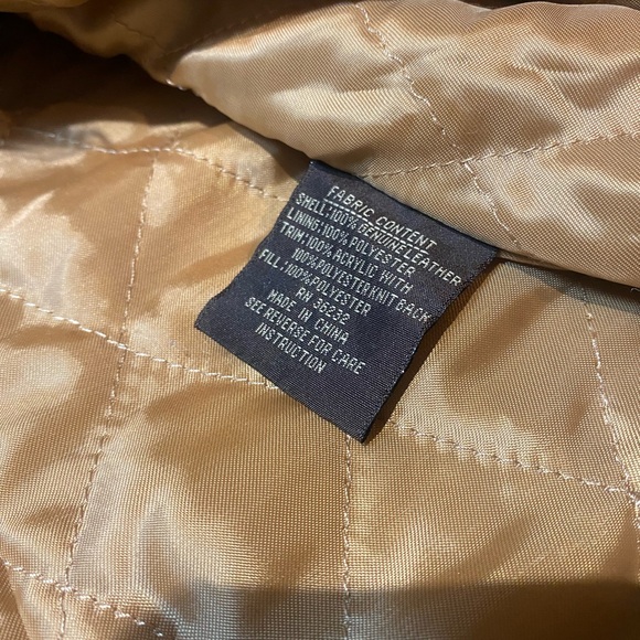 Vintage 90’s/y2k genuine leather tan jacket with clasp - Picture 10 of 13